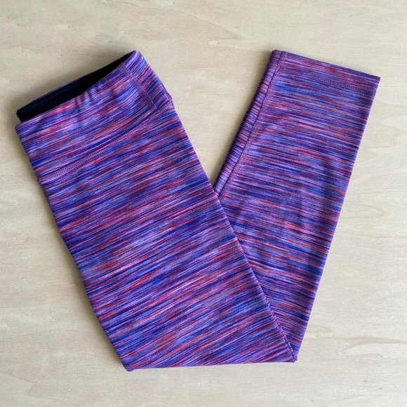 Athleta Girl Chit Chat Space Dye Pink & Purple Striped Capri Leggings - Picture 2 of 9